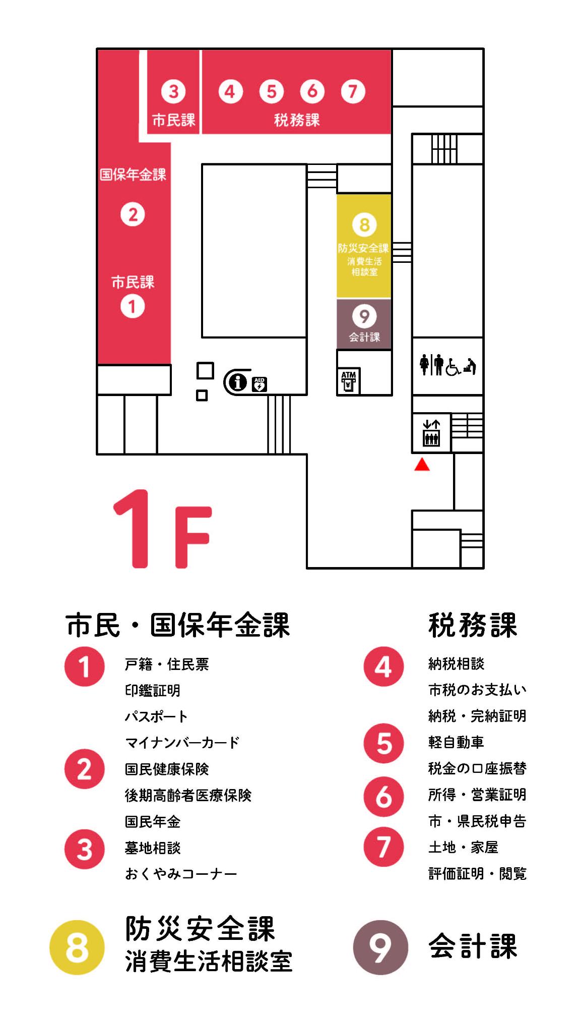本庁舎1階フロア図