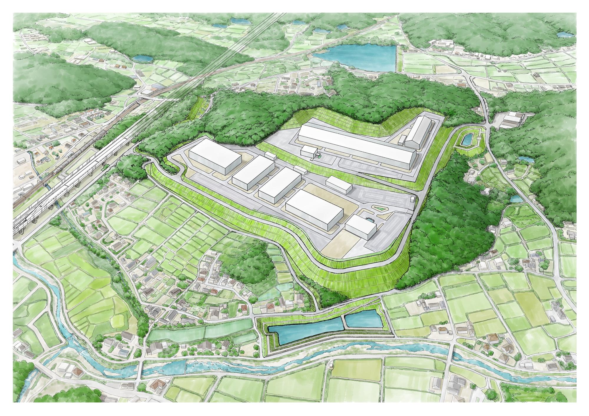 西部テクノパークの完成予想鳥瞰図