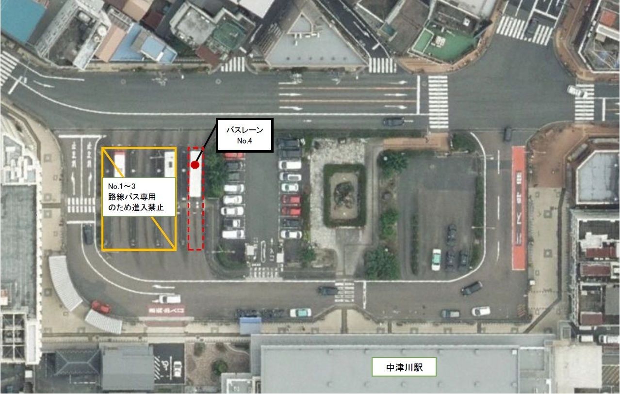 駅前バスレーン4番案内図