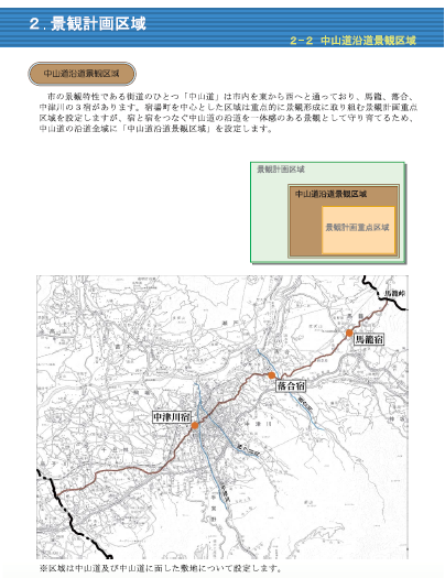 中山道沿道景観区域の図