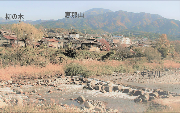 中津川橋より約50mから100m下流