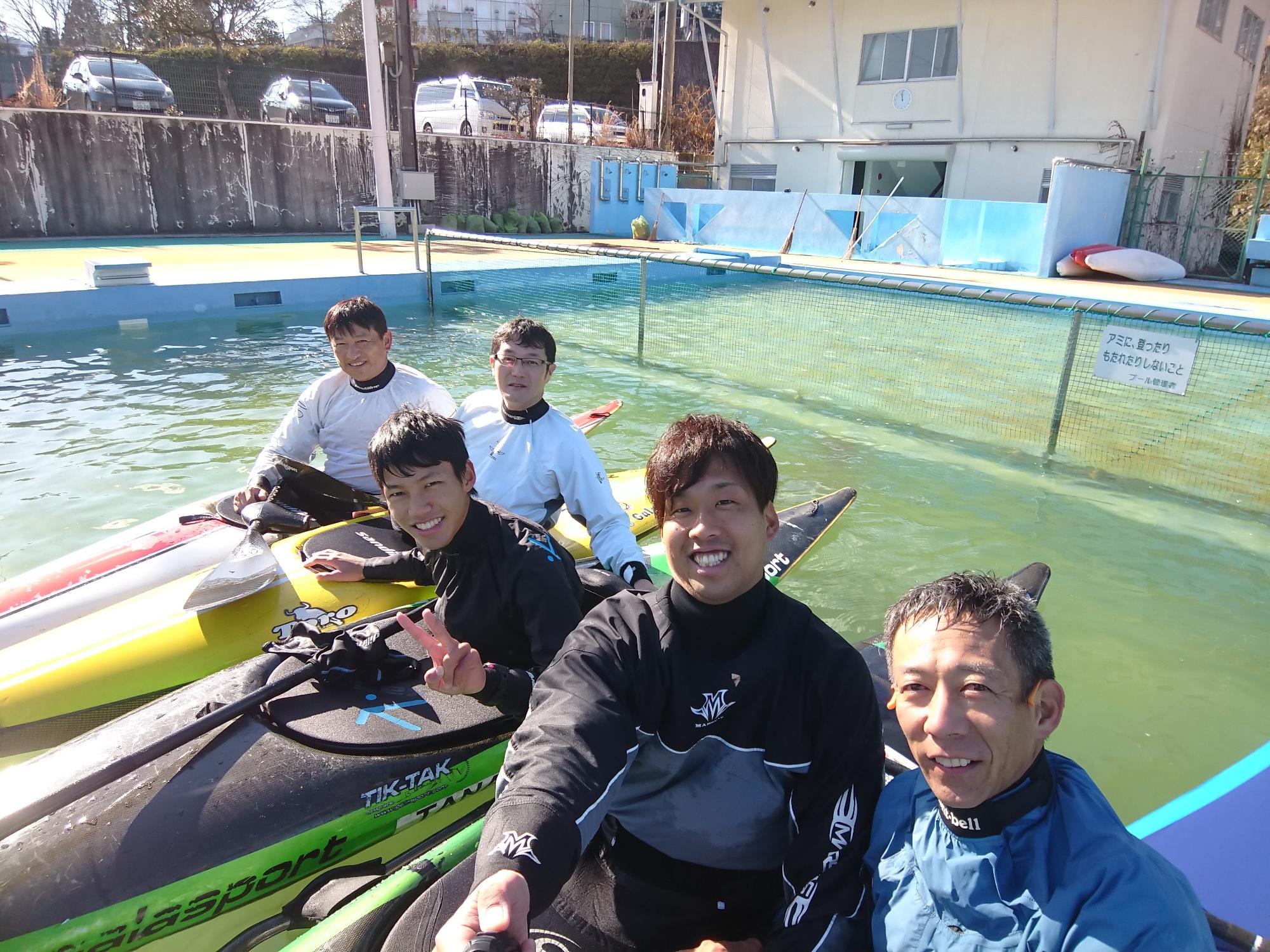 中津川市民プールで練習していた田中選手たち