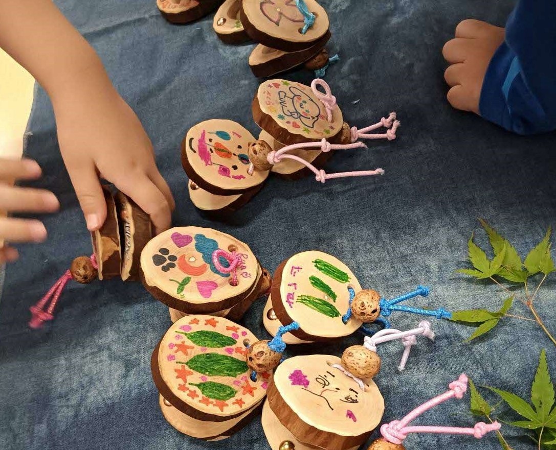 幼児向け木育 カスタネットの製作