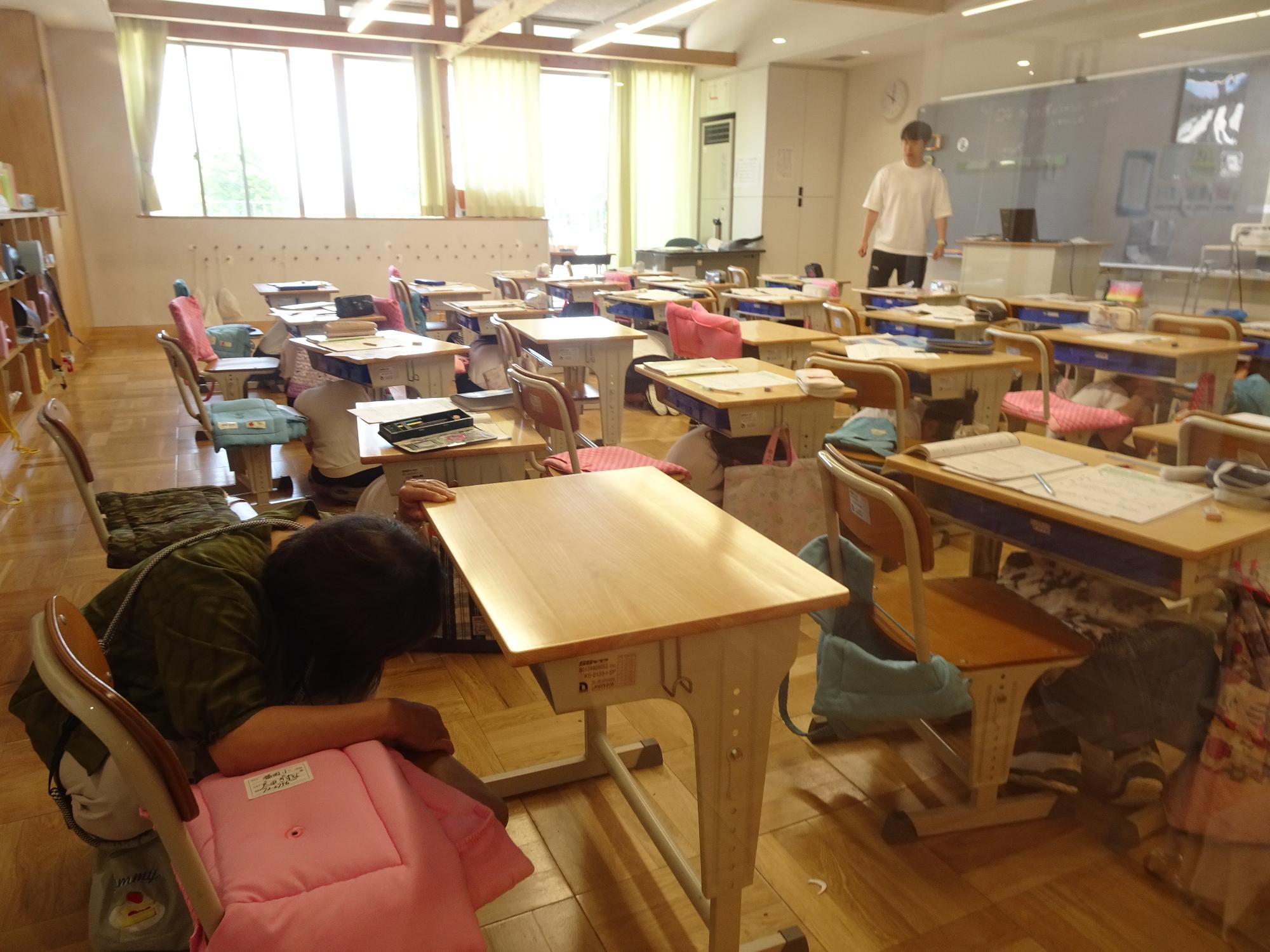 地震避難の練習