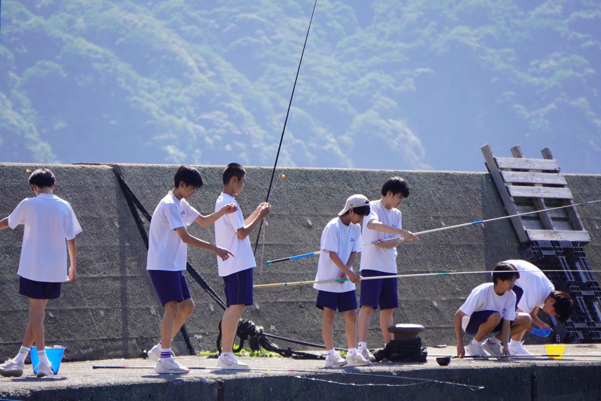 魚釣りの様子