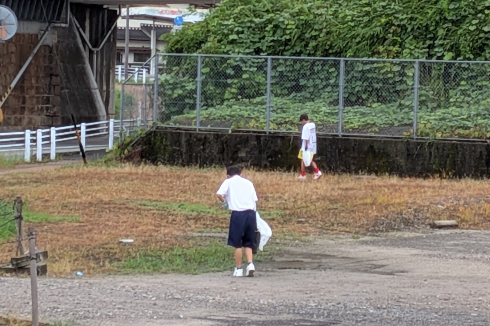 黙々とごみを拾う生徒の様子