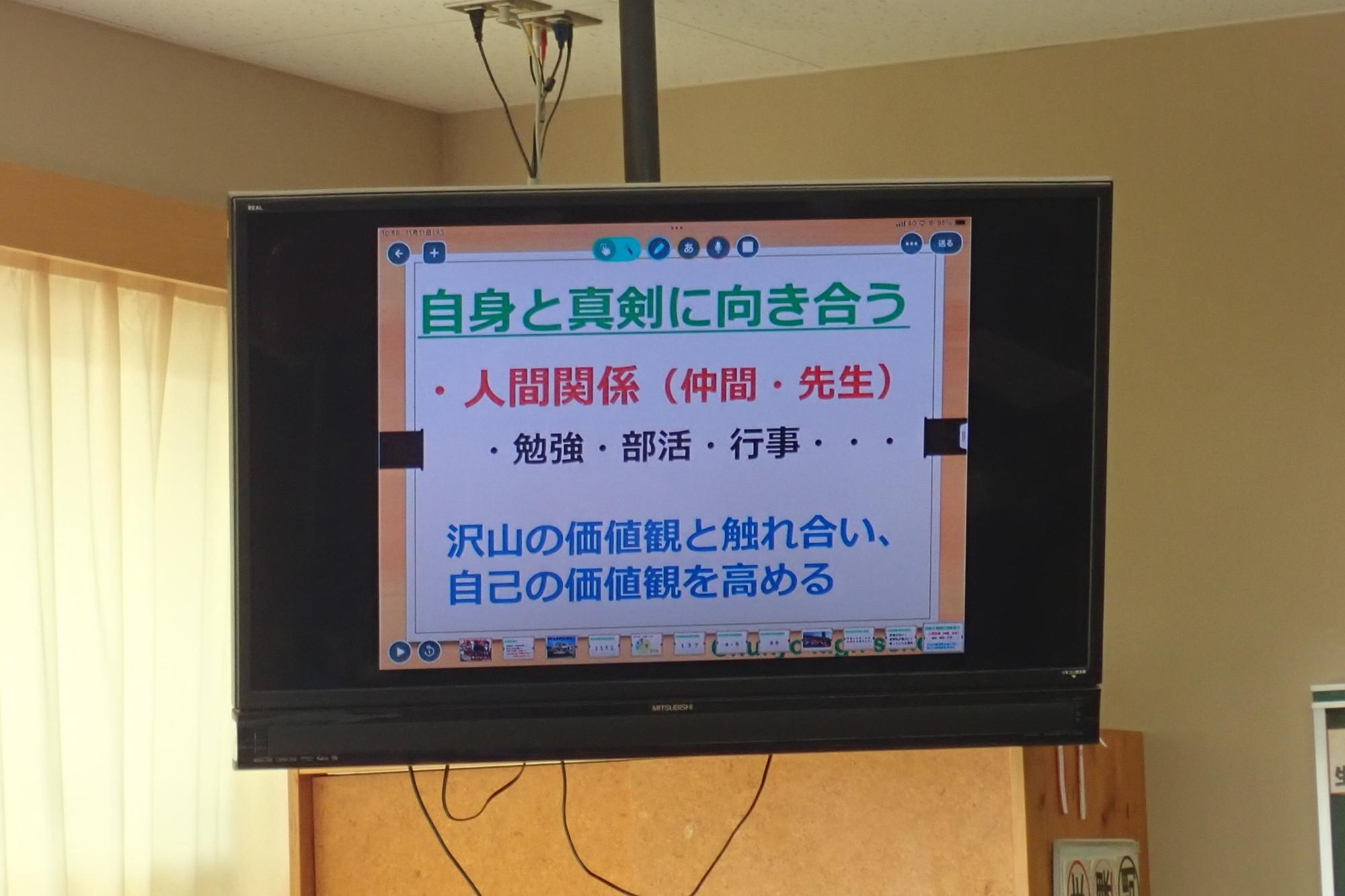 講話中のテレビモニタ