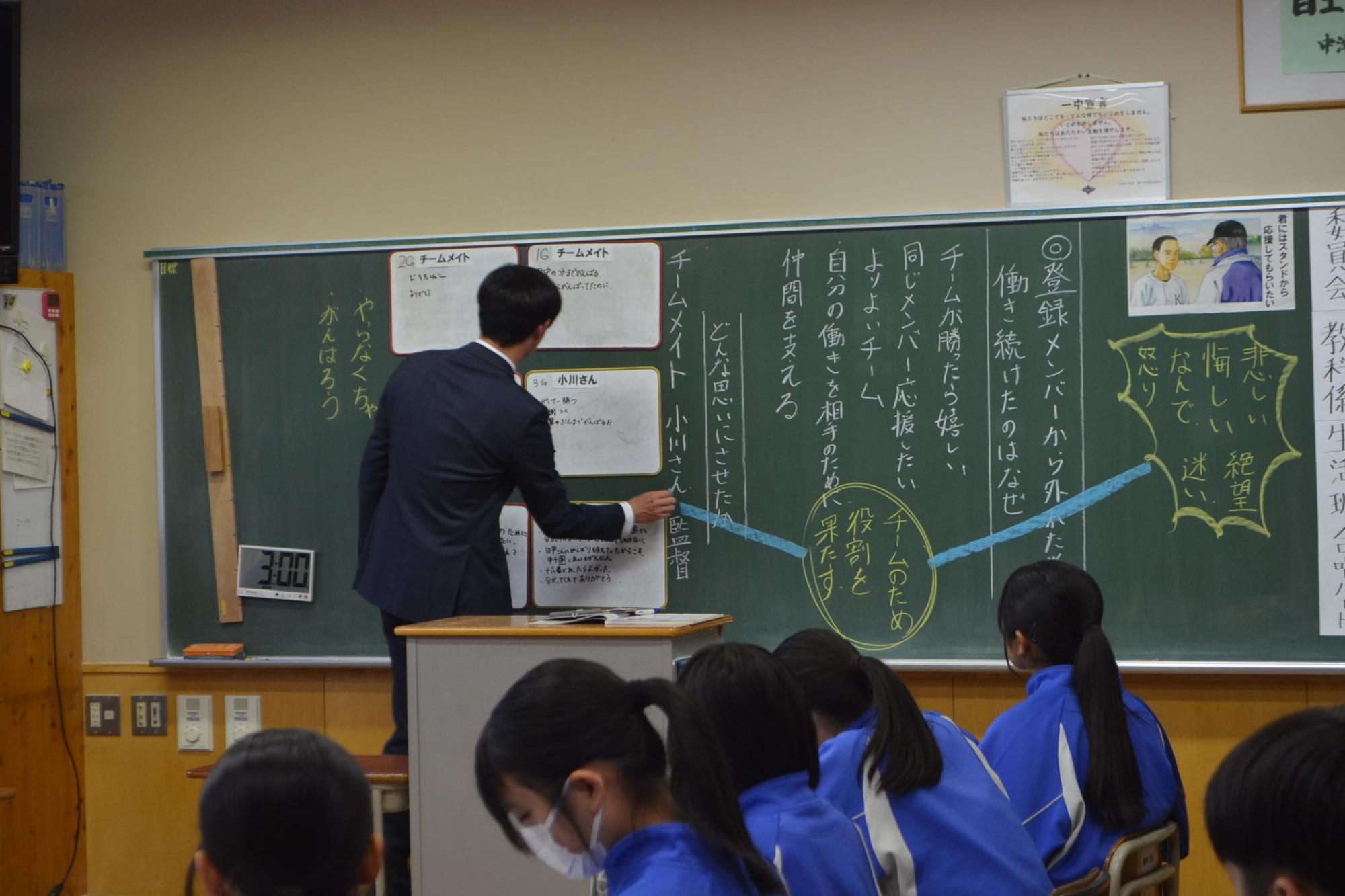 板書する教師の様子