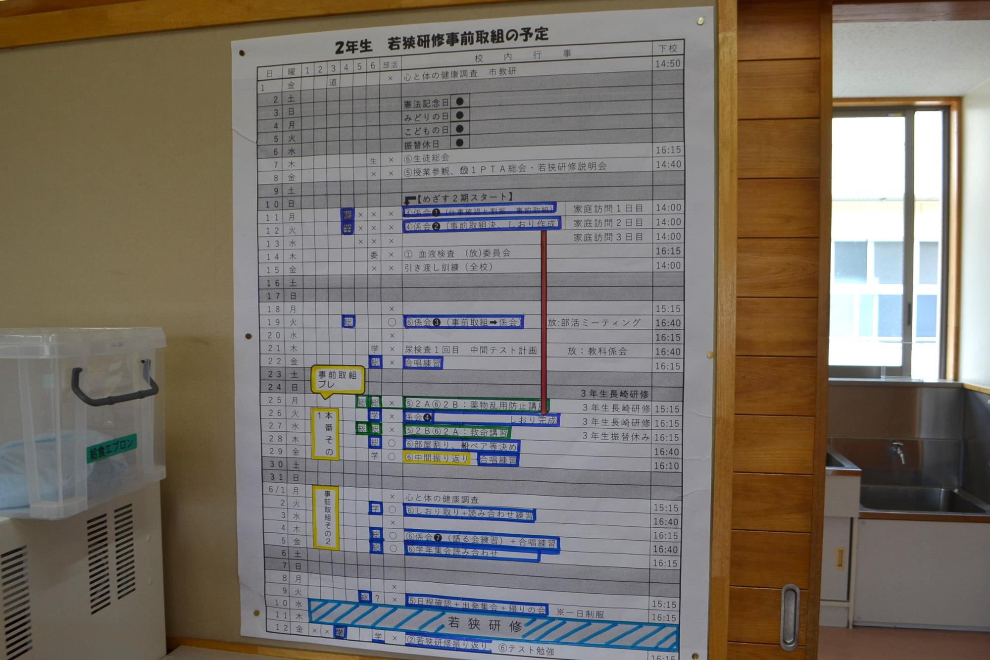 当日までの計画表