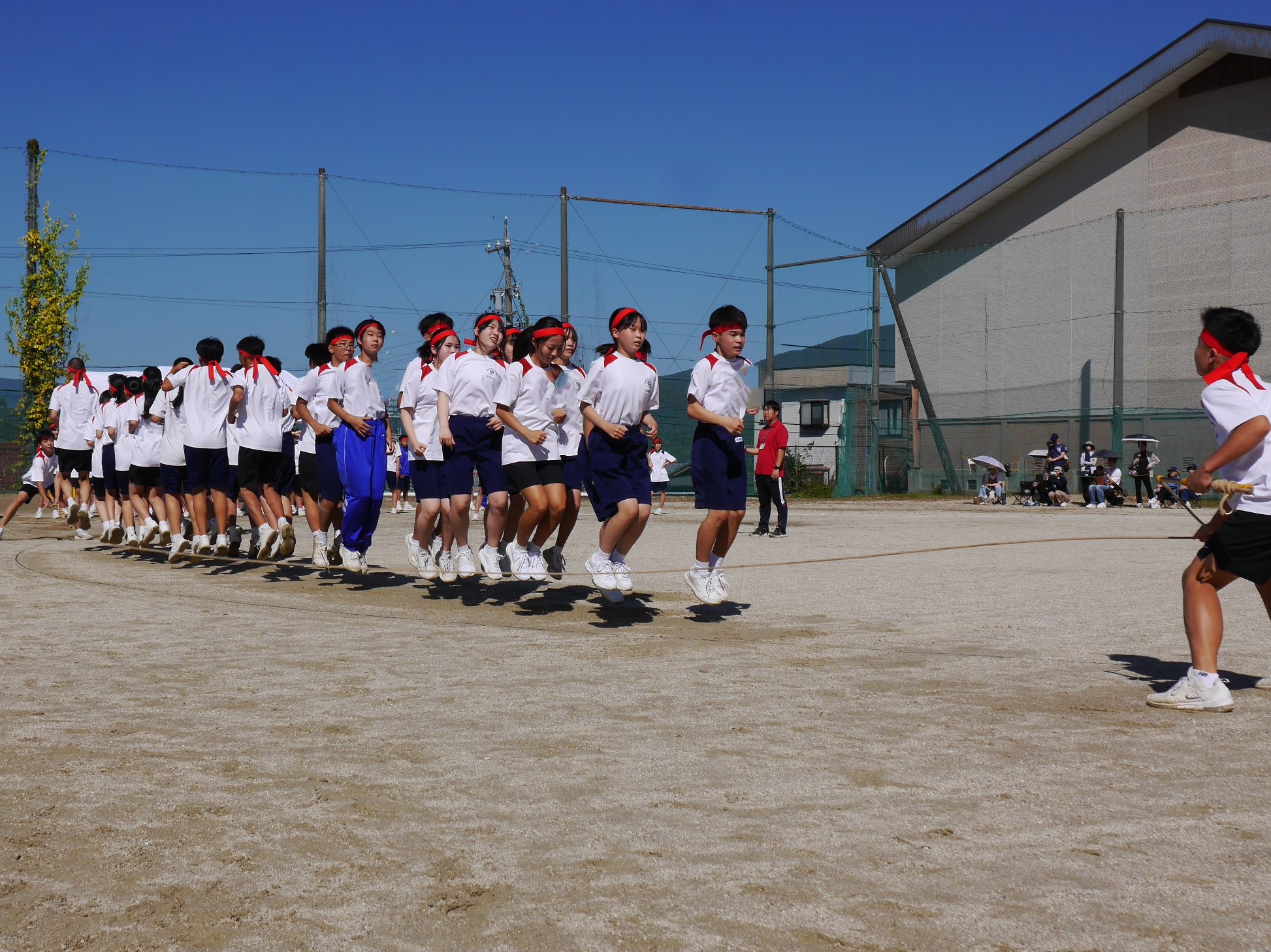体育大会大縄跳びの様子 赤団