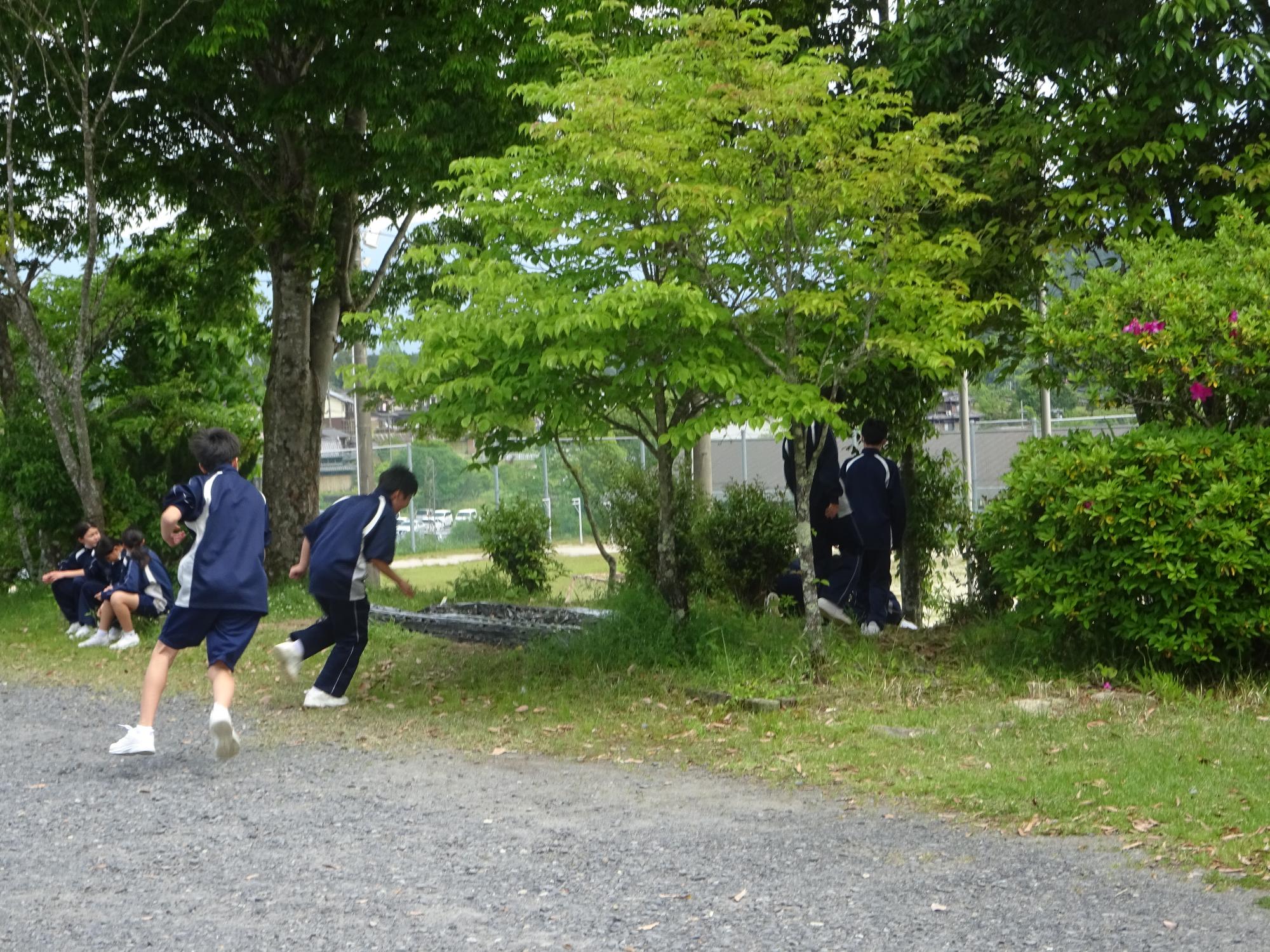 走り回っている男子生徒たち