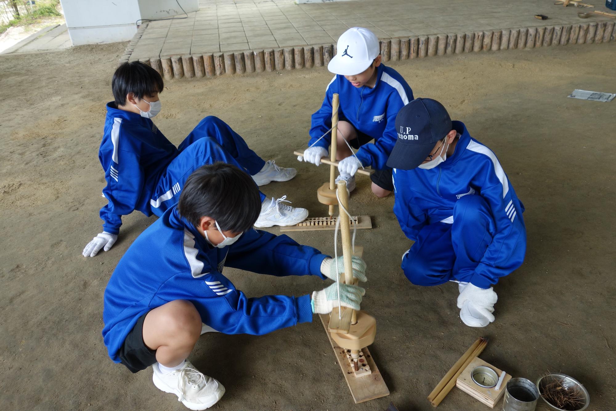 火おこしの様子