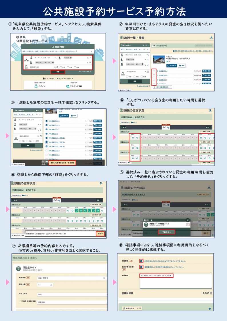 岐阜県公共施設予約サービス予約操作方法1