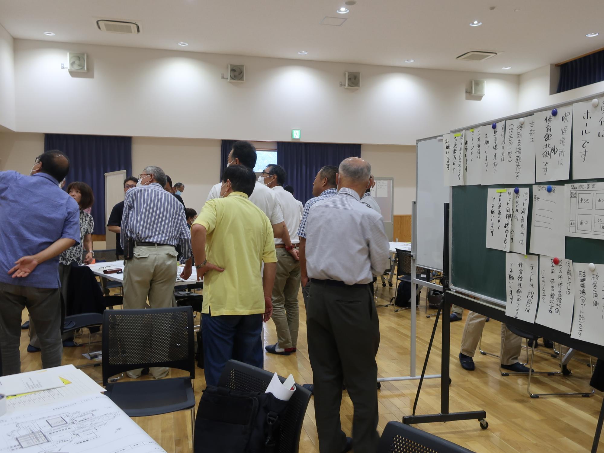 討論後に他のグループの意見を見てまわる様子