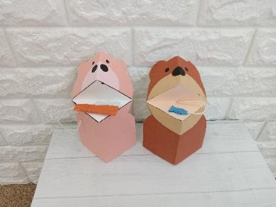 牛乳パックのパクパク人形