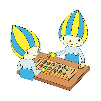 マンカラをしているミナモのイラスト
