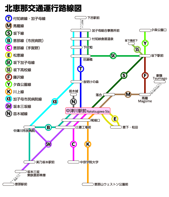 北恵那交通路線図