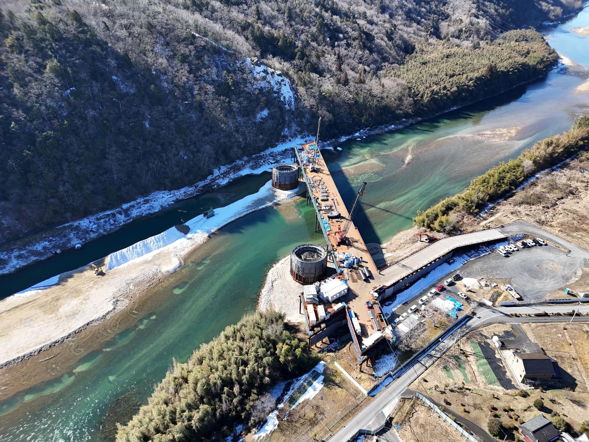 令和8年2月時点の第二木曽川橋りょうの工事状況