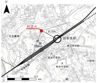岐阜県駅付近の位置図