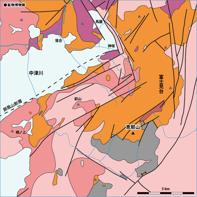 恵那山周辺地質概略図