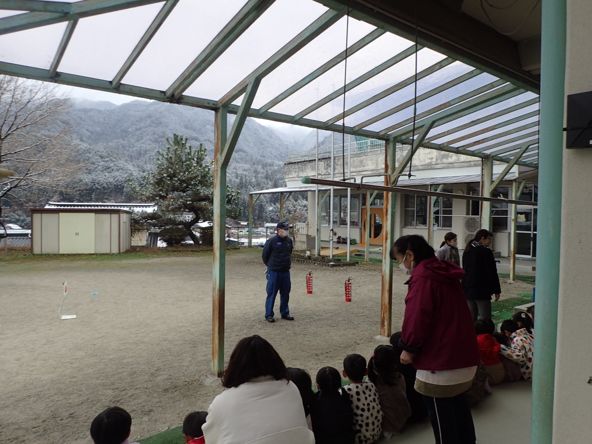 加子母こども園での消防訓練の様子