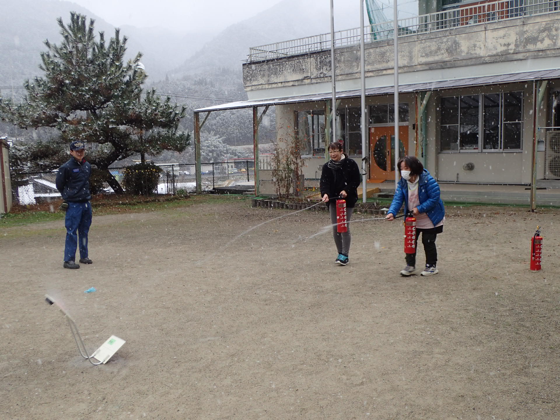 加子母こども園での消防訓練の様子