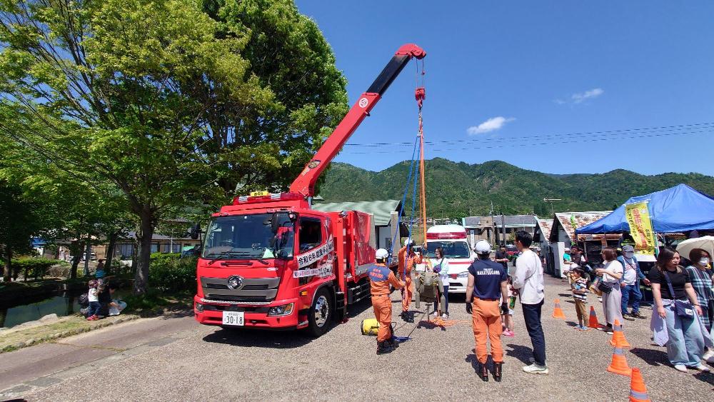 救助資機材の展示、体験