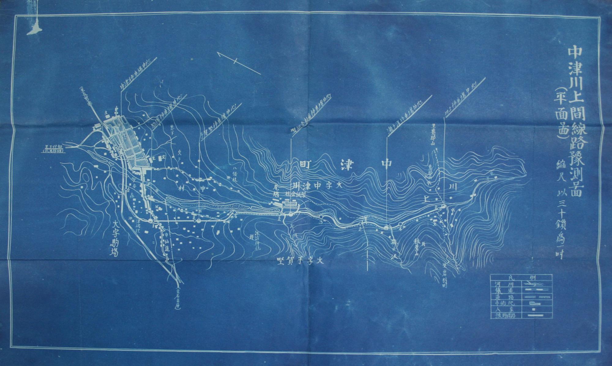 中津川から川上間電気鉄道路線計画図